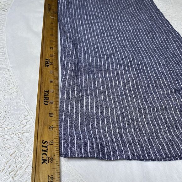 Laurie Felt Cropped Pants Linen Blend Smocked Wide Leg Womens Sz L Chambray Blue - Picture 6 of 9